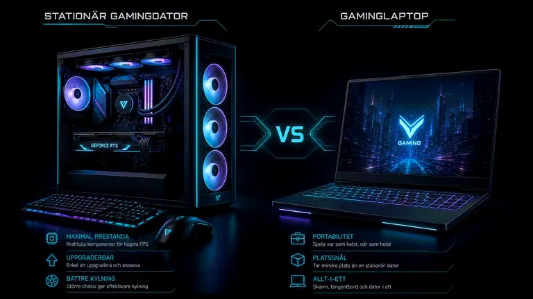Gaming Laptop vs Stationär 2026 — Prestanda | GamerRigg